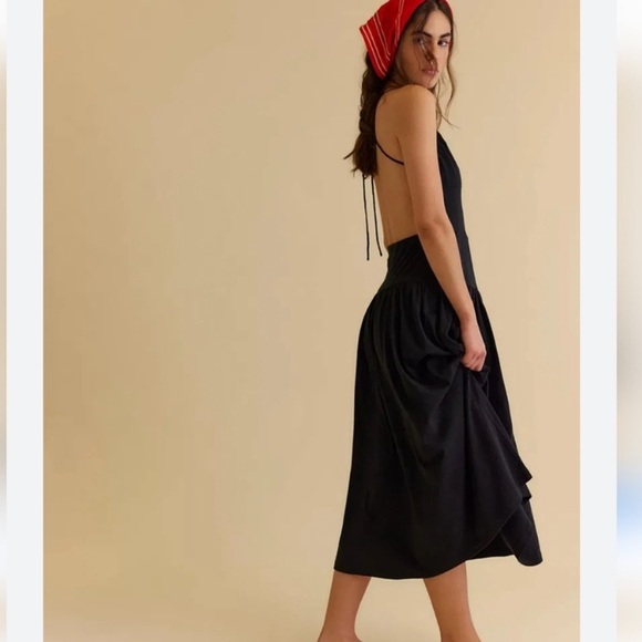 FREE PEOPLE Julietta Midi Elegant Black Maxi Dress Large Nwt - Picture 2 of 9